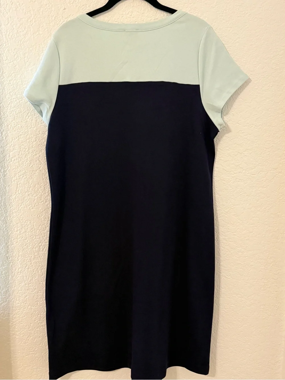 Talbots XL Colorblock Cotton Shift Dress Coastal Preppy Classic Navy Aqua Career